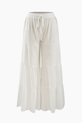 Tiered Wide Leg Drawstring Pants